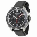 Alpina Seastrong Diver 300 Big Date Chronograph Black Dial Black Leather Men's Watch AL-372LBG4V6