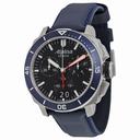 Alpina Seastrong Diver 300 Big Date Chronograph Black Dial Navy Leather Men's Watch AL-372LBN4V6