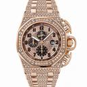 Audemars Piguet Diamond Paved Dial Automatic 18 Carat Pink Gold Men's Chronograph Watch 26215OR.ZZ.1239OR.01