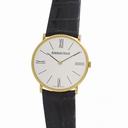 Audemars Piguet Jules Audemars Silver Dial Yellow Gold Case Black Leather Strap Ladies Watch 14667BA.OO.A001CR.01