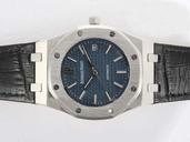 Audemars Piguet Royal Oak 15202ST.OO.0944ST.03 Round Blue Dial Black Crocodile Leather Strap Watch