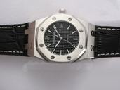 Audemars Piguet Royal Oak 15300ST.OO.1220ST.03 Black Dial Black Cow Leather Strap Watch