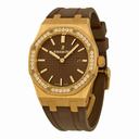 Audemars Piguet Royal Oak Diamond Brown Dial 18 kt Rose Gold Ladies Watch 67651OR.ZZ.D080CA.01