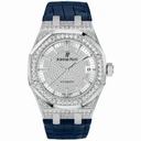 Audemars Piguet Royal Oak Diamond Pave Dial Blue Leather Strap Automatic Men's Watch 15452BCZZD019CR01
