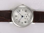 Breguet Classique 5907BB12984 White Dial Brown Crocodile Leather Strap Stainless Steel Bezel Watch