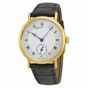 Breguet Classique Silver Dial 18kt Yellow Gold Black Leather Men's Watch 5907BA12984