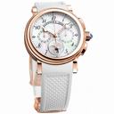 Breguet Marine Chronograph Silver Dial 18kt Rose Gold White Rubber Ladies Watch 8827BR52586