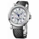 Breguet Marine Dual Time Silver Dial Black Rubber Men's Watch 5857ST/12/5ZU