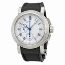 Breguet Marine Silver Dial Black Rubber 18kt White Gold Men's Watch 5827BB125ZU