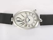 Breguet Reine de Naples 8918BB/58/864 D00D 28.4x36.5mm Black Cow Leather Strap White Dial Watch