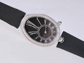 Breguet Reine de Naples 8928BB/51/844 DD0D Black Dial Oval Black Cow Leather Strap Watch