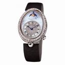 Breguet Reine de Naples Blue Mother of Pearl Dial 18kt White Gold Diamond Black Satin Ladies Watch 8909BBVD864D00D