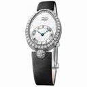 Breguet Reine de Naples Mother of Pearl Dial 18kt White Gold Diamond Black Satin Ladies Watch 8928BB58844DD0D