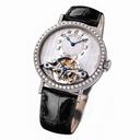 Breguet Tourbillion Mother of Pearl Dial 18kt White Gold Diamond Black Leather Ladies Watch 3358BB52986DD00