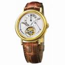 Breguet Tourbillion Power Reserve Silver Dial 18kt Yellow Gold Brown Leather Men's Watch 3657BA129V6