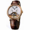 Breguet Tourbillion Silver Dial 18kt Rose Gold Brown Leather Men's Watch 3357BR12986