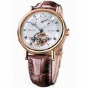 Breguet Tourbillion Silver Dial 18kt Rose Gold Brown Leather Men's Watch 5317BR129V6