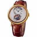 Breguet Tourbillion Silver Dial 18kt Yellow Gold Brown Leather Men's Watch 5357BA1B9V6