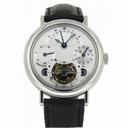 Breguet Tourbillion Silver Dial Platinum Black Leather Men's Watch 3757PT1E9V6