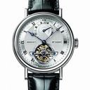 Breguet Tourbillion Silver Dial Platinum Black Leather Men's Watch 5317PT129V6