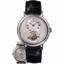 Breguet Tourbillion Silver Dial Platinum Black Leather Men's Watch 5357PT129V6