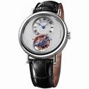 Breguet Tourbillion Silver Dial Platinum Black Leather Men's Watch 5357PT1B9V6