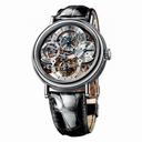 Breguet Tourbillion Skeleton Dial Platinum Black Leather Men's Watch 3755PR1E9V6
