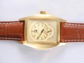 Breitling Bentley Flying B Red Gold Leather Automatic Round Gold Dial Watch