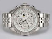 Breitling Bentley Mark VI Complications 19 Green Leather Silver Stainless Steel Strap Mens Watch