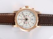 Breitling Bentley Mark VI Silver/Grey Brown 45mm Brown Ostrich Leather Strap White Dial Watch