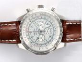 Breitling Bentley Motors A25362 Round Brown Crocodile Leather Strap White Dial Watch