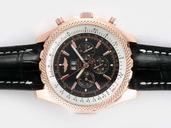 Breitling Bentley Motors GMT Rubber Black Dial Black Ostrich Leather Strap 49mm Black Dial Watch