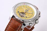 Breitling Bentley Motors Mulliner Tourbillon Beige Dial 49mm Brown Stainless Steel Strap Mens Watch