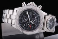 Breitling Blackbird Chronograph mit UTC A 13350 43mm Mens Silver Stainless Steel Strap Watch