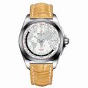 Breitling Galactic Unitime Antarctica White Dial Camel Crocodile Leather Men's watch WB3510U0-A777CMCT
