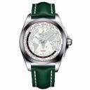 Breitling Galactic Unitime Antartica White Dial Green Leather Deployment Men's Watch WB3510U0-A777GRLD
