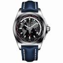 Breitling Galactic Unitime Black Dial Blue Leather Automatic Men's Watch WB3510U4-BD94BLLT