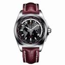 Breitling Galactic Unitime Black Dial Burgundy Crocodile Leather Men's Watch WB3510U4-BD94BGCT