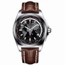 Breitling Galactic Unitime Black Dial Dark Brown Crocodile Leather Men's Watch WB3510U4-BD94DBRCT