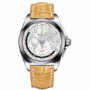 Breitling Galactic Unitime White Dial Camel Crocodile Leather Men's Watch WB3510U0-A777CMCD