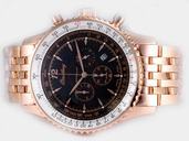 Breitling Montbrillant Steel Quartz Chronograph Round Black Dial Watch