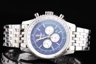 Breitling Navitimer Chronograph Steel Silver Stainless Steel Strap Blue Dial 48mm Watch