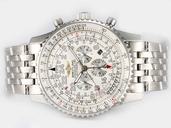 Breitling Navitimer Cosmonaute Steel Mens Round Silver Stainless Steel Strap Watch