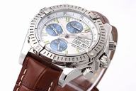 Breitling Super Ocean A1334102 Round Brown Cow Leather Strap White Dial Watch