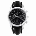 Breitling Transocean Chronograph 38 Black Dial Black Leather Men's Watch A4131012-BC06BKSLT