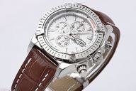 Breitling Windrider Chronomat Evolution Steel 5 46mm White Dial Brown Cow Leather Strap Watch
