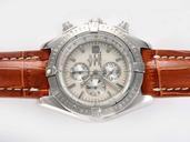 Breitling Windrider Chronomat Evolution Two-Tone Brown Crocodile Leather Strap Round Mens Watch
