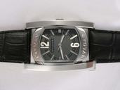 Bvlgari Assioma D AAP31BGG Stainless Steel Bezel Black Dial Black Cow Leather Strap Watch