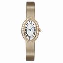 Cartier Baignoire Diamond Bezel Silver Dial 18 kt Rose Gold Ladies Watch WB520028