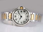 Cartier Ballon Bleu de Cartier W6920034 Stainless Steel Bezel Gold 18k Gold Strap White Dial Watch